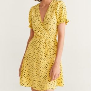 MANGO polka dot wrap mini dress